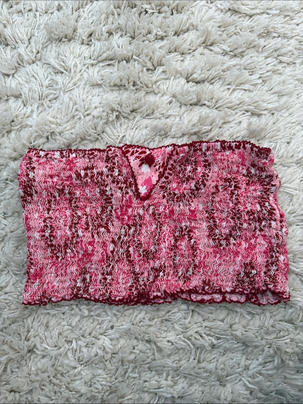 Poupette St. Barth Pink & Red Strapless Tube Top